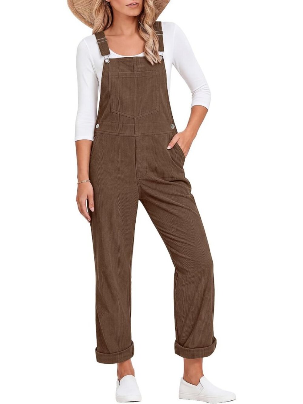 luvamia Corduroy Overalls for Women Loose Fit Baggy Straight Casual Adjustable